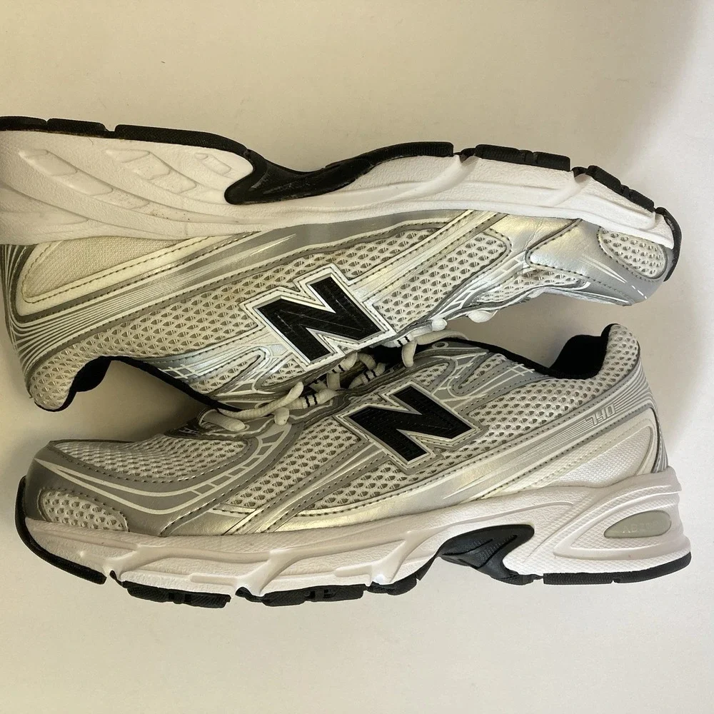 Mens Size 8 - New Balance 740 Shoes White/Metallic Silver/Black Sneakers U740NW2